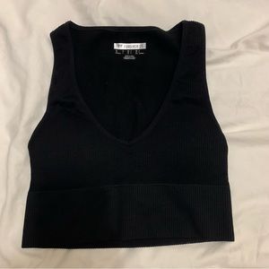 black ribbed crop